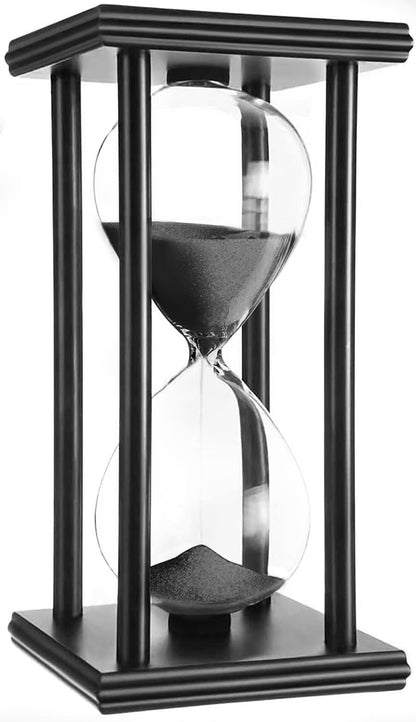 hourglas Sand Timer 30/60 Minutes Desktop Decorations Reloj de Arena ampulheta Sandglass (Black Sand,5.5 * 3.2 * 3.2inch,30min)