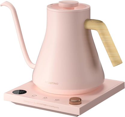 INTASTING Electric Kettles, Gooseneck Electric Kettle, ±1℉ Temperature Control, Stainless Steel Inner, Quick Heating, for Pour Over Coffee, Brew Tea, Boil Hot Water, 0.9L Black