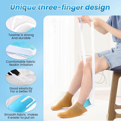 Sock Aid - Sock Aids for Putting On Socks - Sock Aid Device for Putting Socks Easy On and Off for Seniors, Disabled, Pregnant - Sock Helper Aide Tool - Sock Assistant Device (Blue)