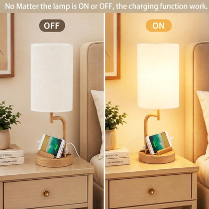 Dreamholder Touch Control USB Table Lamp with USB C/A & AC Outlet, 3-Way Dimmable Bedside Lamp, Modern Nightstand Lamps for Bedroom Living Room Guest Room Office, Bulb Included, Gold