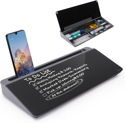 TSJ OFFICE Whiteboard Weekly Dry-Erase-Board - Desktop White Board Calendar Desk Organizers with Accessories Computer Keyboard Stand with Drawer, for Office, Home, School Supplies - White Calendar