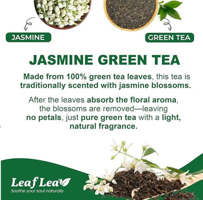 60 Jasmine Green Tea Bags, 100% Natural Ingredients Herbal Tea, Individually Wrapped Seal, Blend for Wellness, Vegan, No Sugar,Floral Smoothness, Caffeinated,, Boost Immunity & Rich in Antioxidants. (Jasmine + Green Tea)
