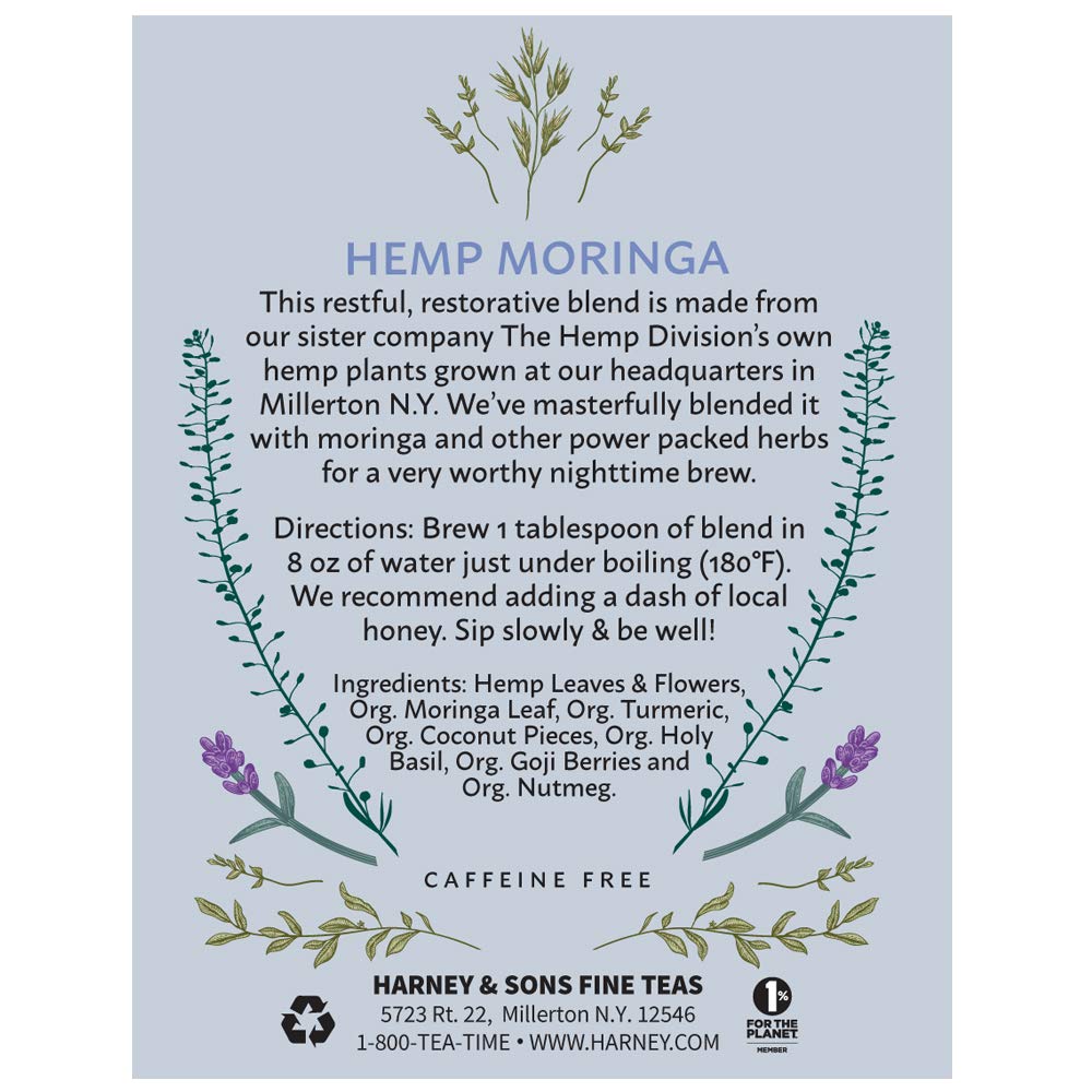 Harney & Sons Hemp Moringa Herbal Blend, Caffeine-Free, 5 oz Tin