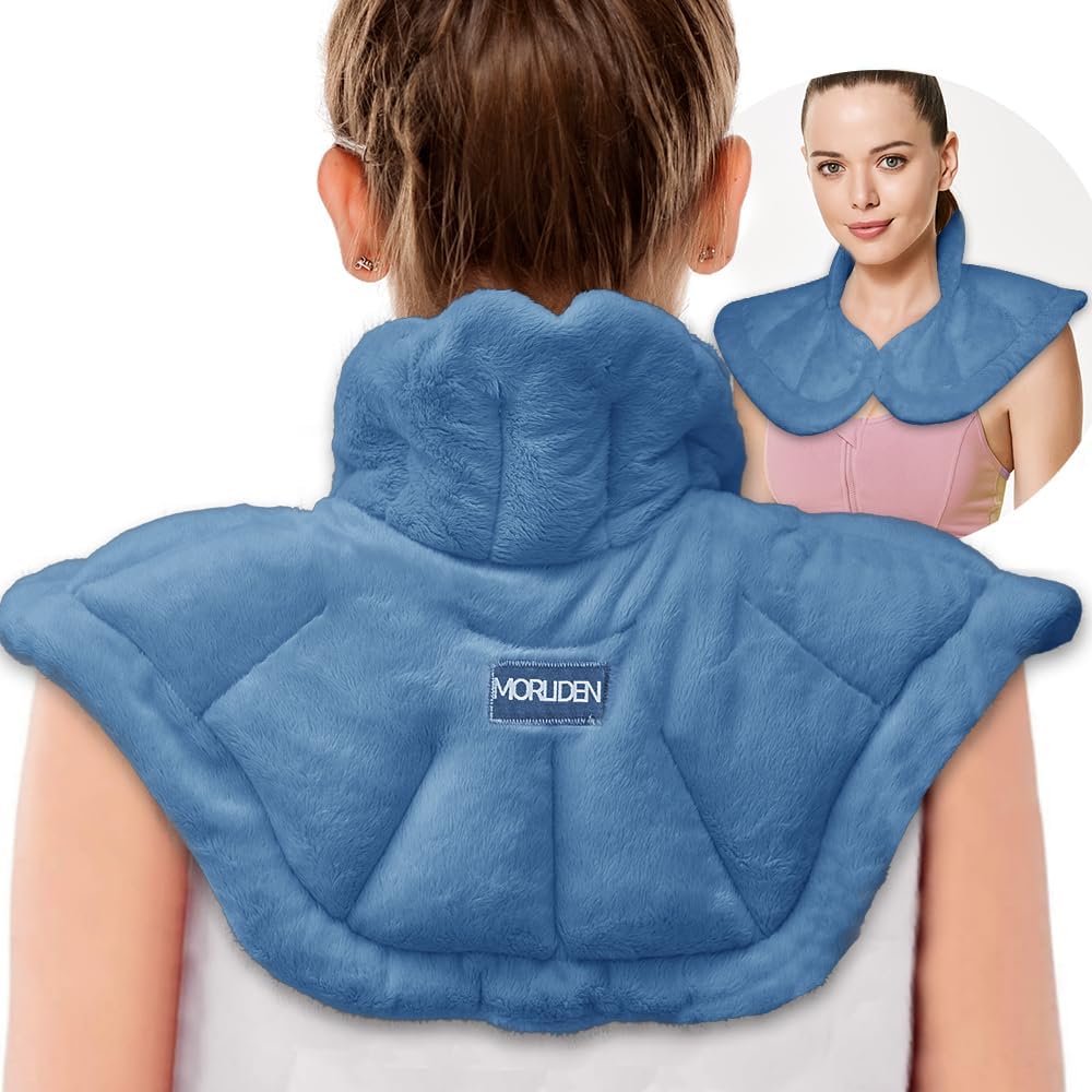MORLIDEN Microwavable Heated Neck Wrap Warmer and Shoulder Weighted Heating Pad Microwave for Hot and Cold Compress - Dark Gray