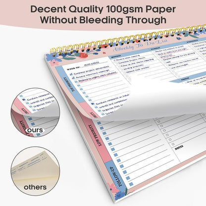 Taja Weekly To Do List Notepad with 52 Undated Sheets（8.5"×11"）- Weekly Desk Planner for Women & Man, Work and Home -1 Pack Violet Dream