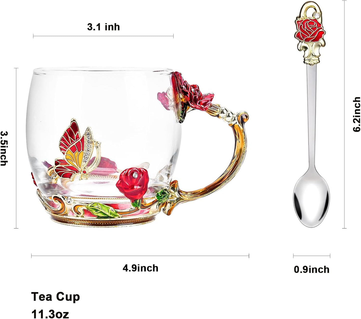 Enamel Glass Flower Tea Pot With Removable Loose Tea Leaf Infuser Tea Maker Teapot Set 30.4OZ Gifts for Women,Mom,Birthday