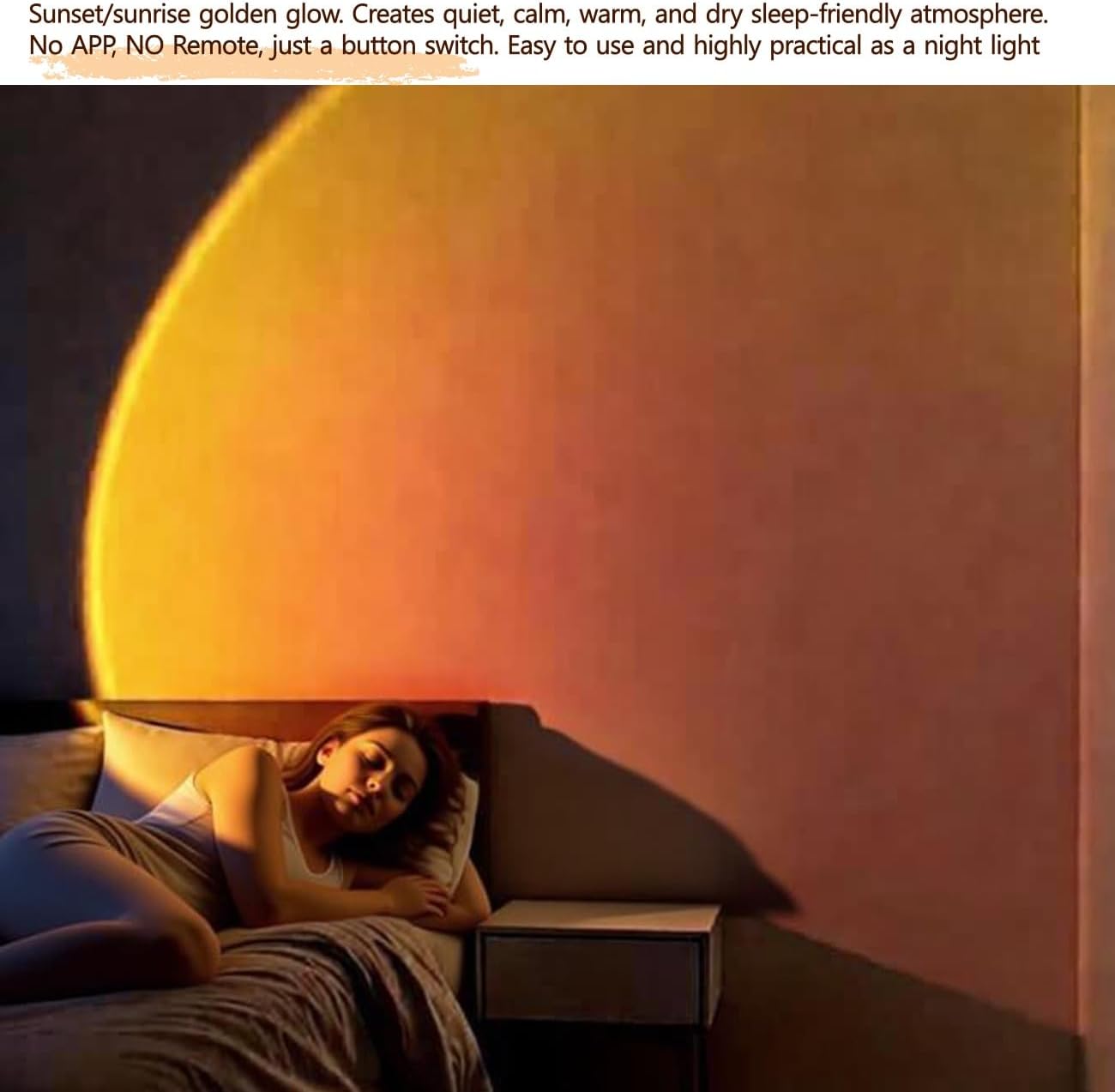 Jensense Sunset Lamp Golden Glow Closely Sunset Sunrise Feel Night Light Simple Mood Light Decor Bedroom Photography Live Streaming Background, NO APP, NO Color Changing