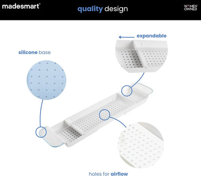 madesmart Expandable Bath Tray, White