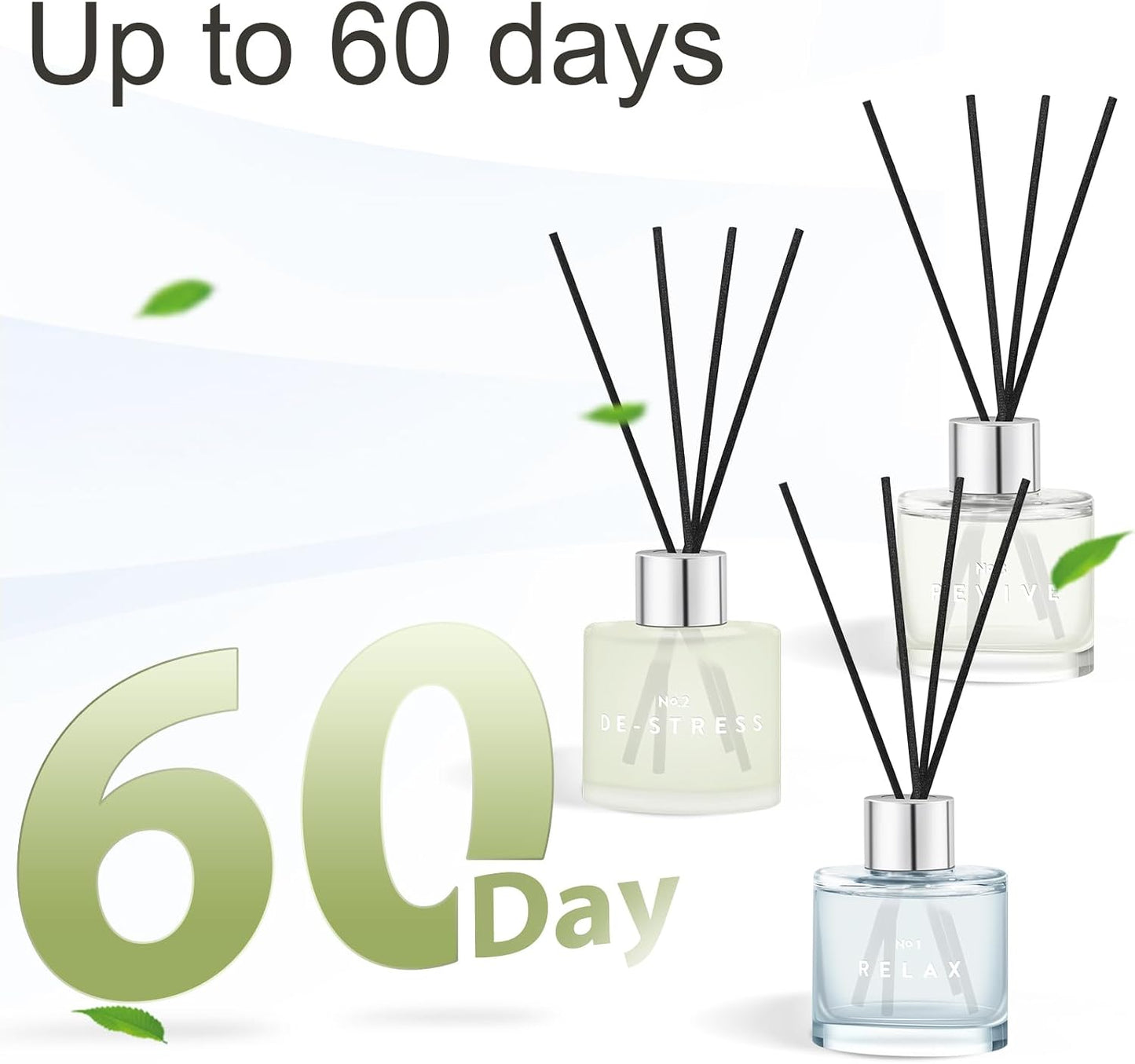 3 Pack Fragrance Reed Diffuser, 50ML Lavender Jasmine Lemongrass Aromatherapy Diffuser Set with 12 Black Fiber Sticks,Air Freshener for Bedroom Bathroom Office, 8.2X 6.6X 2.1 inch