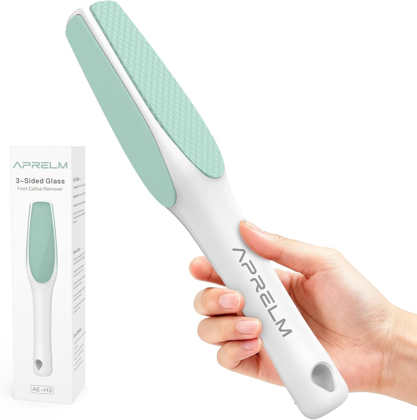 APRELM 3-Sided Nano Glass Foot File, 3-in-1 Coarse/Medium/Fine Foot Callus Remover, Professional Callus Remover for Feet Hard Skin Smooth Polishing (White)