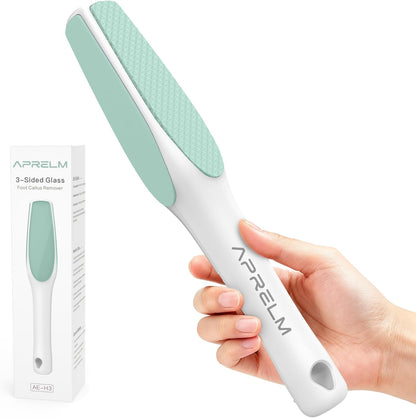 APRELM 3-Sided Nano Glass Foot File, 3-in-1 Coarse/Medium/Fine Foot Callus Remover, Professional Callus Remover for Feet Hard Skin Smooth Polishing (White)
