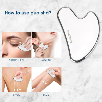 Bealihelp Face Roller and Gua Sha, Stainless Steel Facial Roller and Guasha Tool for Face, Skin Care Roller for Wrinkles and Lifting, Improve Puffiness, Metal Face Massager for Eyes, Neck Tighten