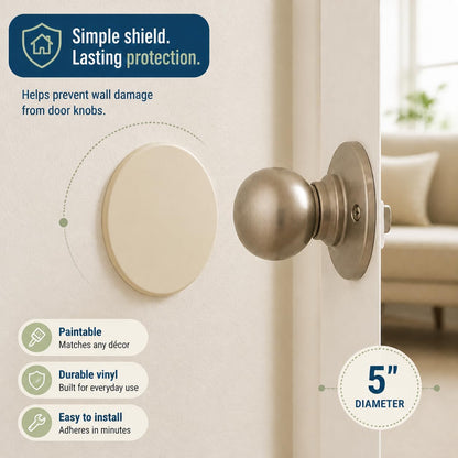Prime-Line Wall Protector, Self-Adhesive, 5 in. Diameter, White Vinyl