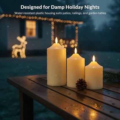 ANGELLOONG Flickering Flameless Candles, Realistic Battery Operated Candles with Remote and Timer, Set of 3 LED Candles for Fall Room Home Wedding Decor Centerpieces Table Party Christmas Decorations