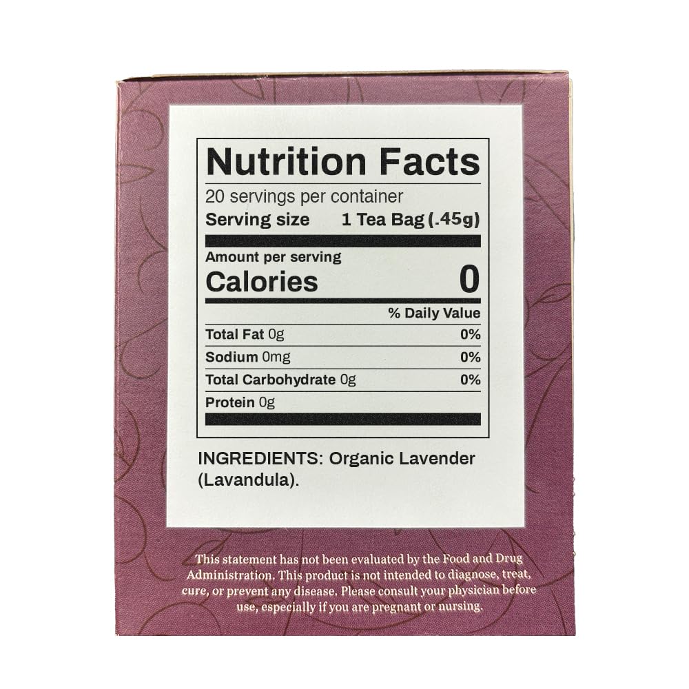 Positively Botanicals, Organic Lavender Herbal Tea Bags, 20 Count