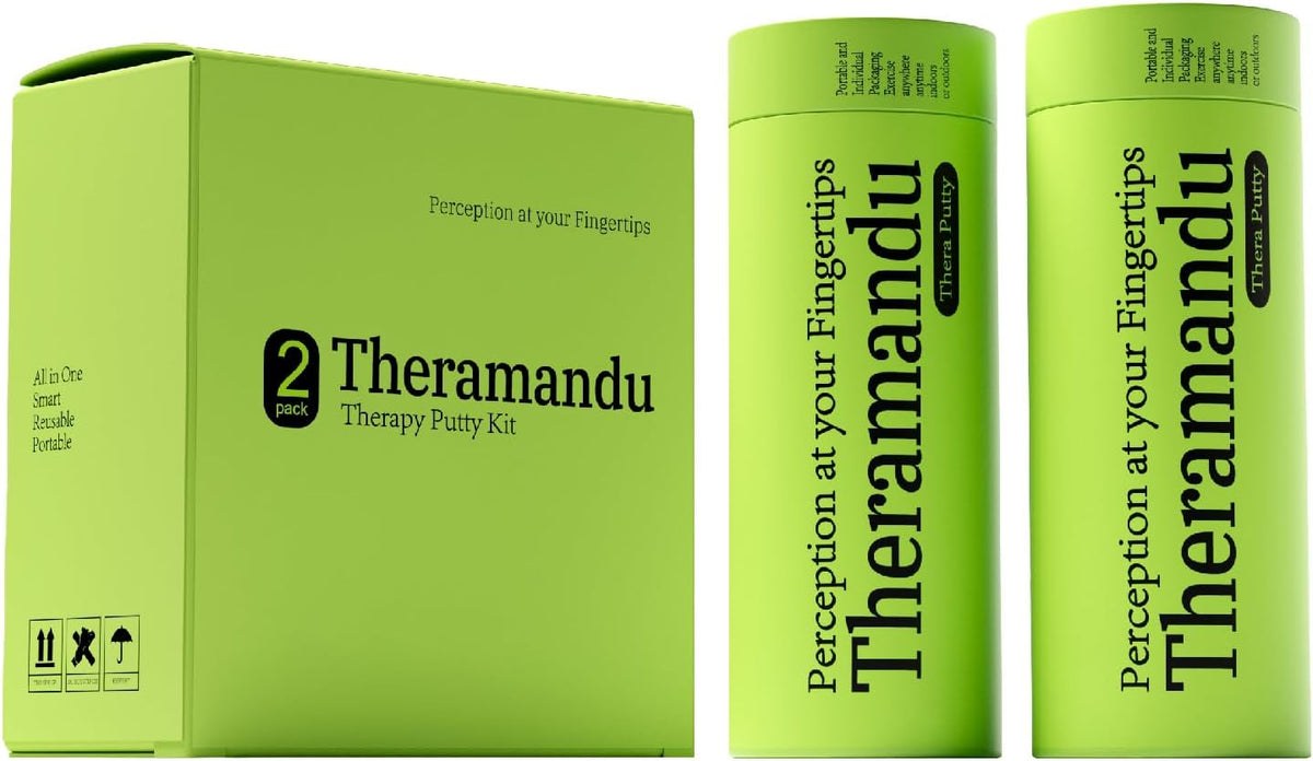 4 Pack Theramandu Therapy Putty Kit (3oz Each) – Hand Putty Physical Therapy for Adults, Sensory Stress Relief & Hand Muscle Strengthening Exercise Therapy Putty, 4 Different Resistances