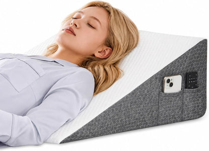 Yojoker Wedge Pillow for Sleeping - 12 Inch Bed Wedge for Headboard Triangle Pillow, Memory Foam Wedges for Acid Reflux, GERD, Snoring, Post Surgery Back Pain Relief, Leg Elevation, Washable Cover