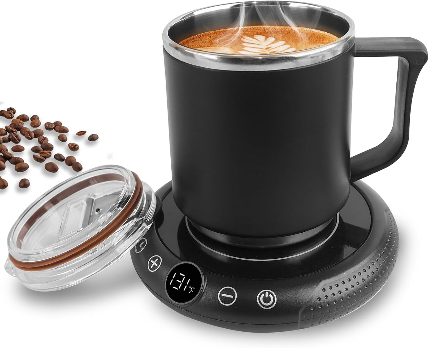Coffee Mug Warmer, Electric Cup Warmer for Desk, Candle Warmer Plate with Temperature Display, 8-Temp Setting & 1-12H Timer, Stocking Stuffer Christmas White Elephant Coffee Gifts for Adults Women Men
