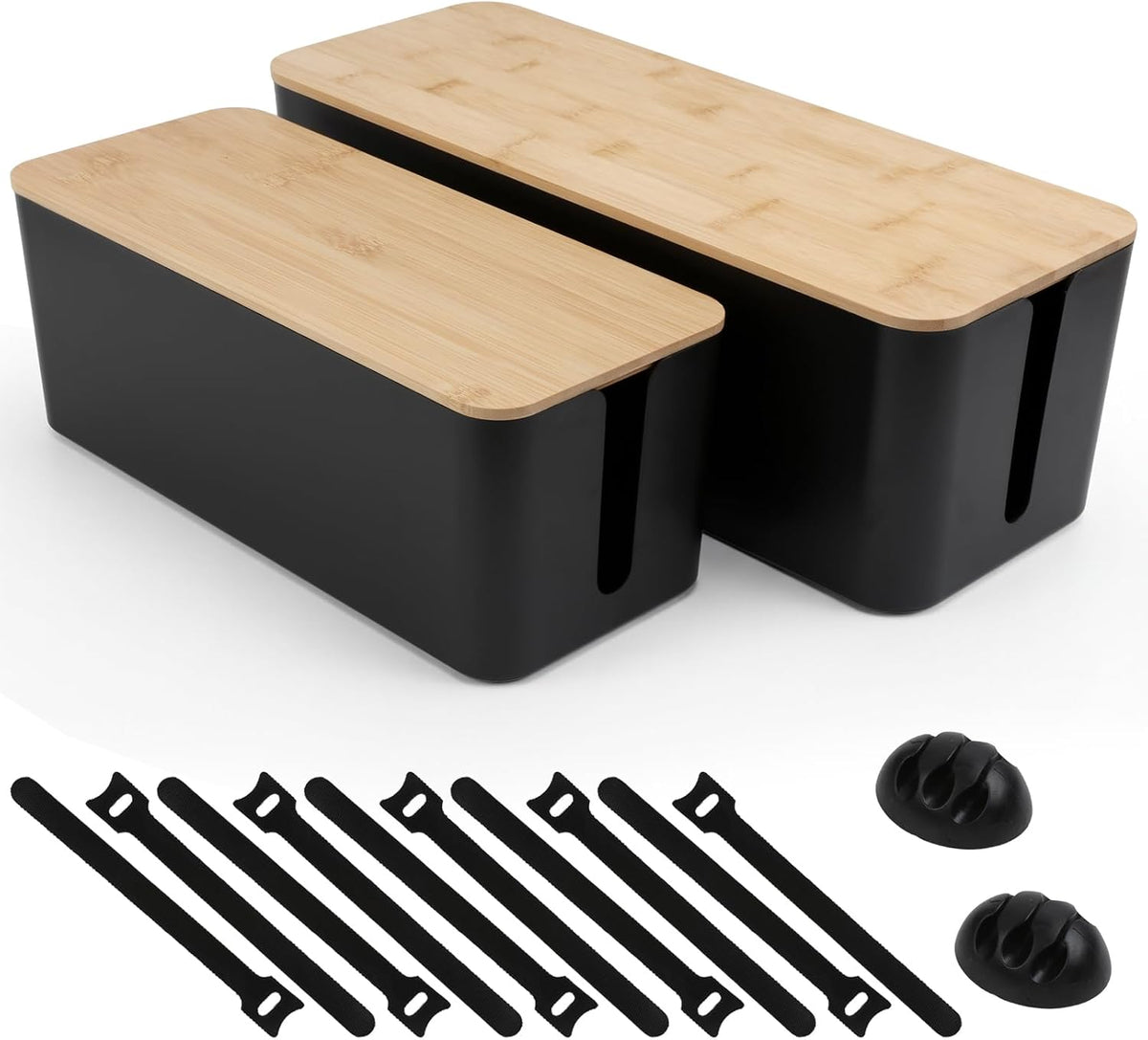Tuwechen Cable Management Box, Wooden Style Large Cord Organizer Box
