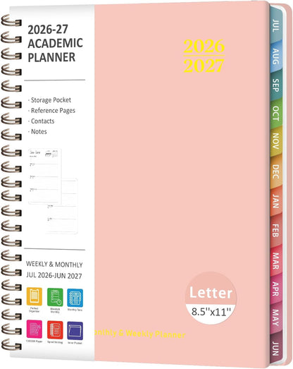 Planner 2026-2027, Weekly and Monthly Calendar Planner, JUL 2026 - JUN 2027 | A5(6.3'' x 8.5''), Hardcover, Agenda Book, Sprial Bound, Inner Pocket, Office and School Use
