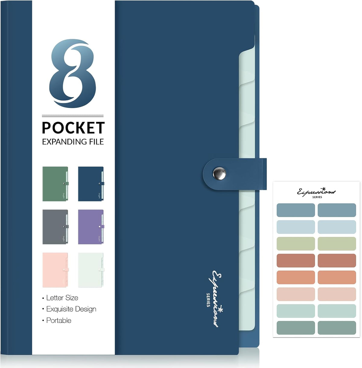 Sooez Elegant Accordion File Organizer, 8 Pocket Expanding File Folder