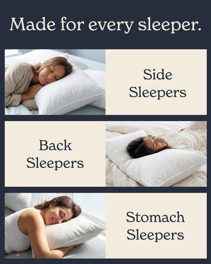 Beckham Hotel Collection Bed Pillows Standard/Queen Size Set of 2 - Original Soft Down Alternative Pillow for Sleeping - Soft Support for Back, Stomach or Side Sleepers