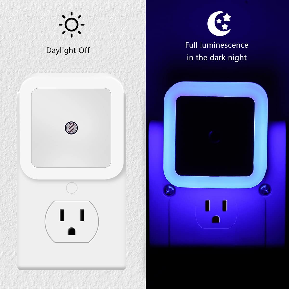 KINUR 6 Pack Night Light, LED Night Lights Plug into Wall with Dusk to Dawn sensors, Plug in Night Lights for Kids Room, Bedroom, Bathroom, Baby Nursery,Stair Lights, Hallway Light, Amber Color