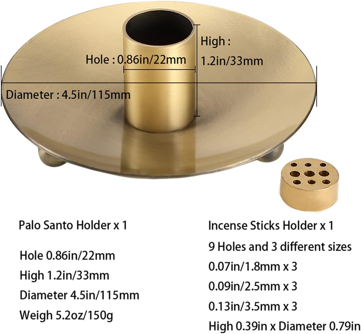 4 in 1 Incense Holder, Sage Burner Holder, Palo Santo Holder Burner, 5.47" Ash Catch Tray, Smudge Stick Holder with Handle for Incense Sticks Incense Cone, Yoga Meditation and Room Decor