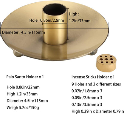 4 in 1 Incense Holder, Sage Burner Holder, Palo Santo Holder Burner, 5.47" Ash Catch Tray, Smudge Stick Holder with Handle for Incense Sticks Incense Cone, Yoga Meditation and Room Decor