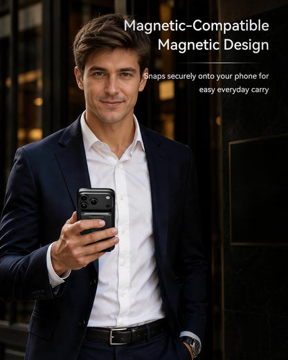 Magnetic Wallet for MagSafe, Pop-Up, RFID, Carbon Fiber-Style Texture