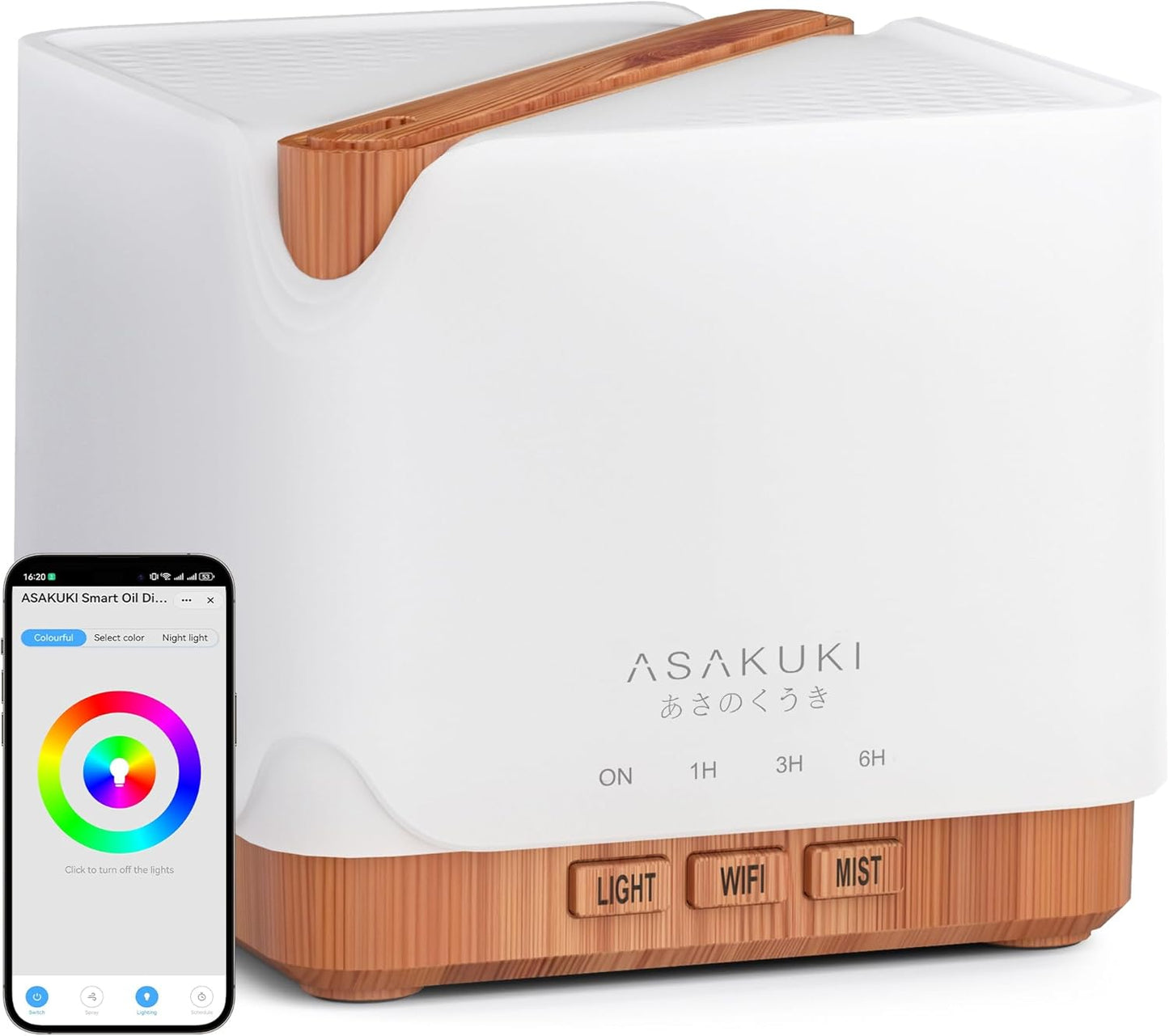ASAKUKI Essential Oil Diffuser for Home Large 700 ml Humidifier | Automatic Shut-Off, Quiet Aromatherapy Diffuser with 7 LED Lights for Living Room, Kitchen, Bedroom, Hotel - White