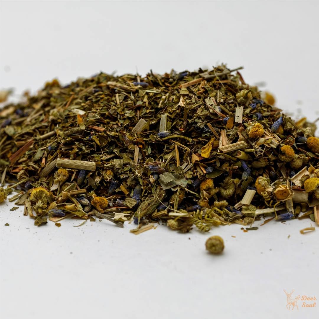 Deer Soul DreamEase Herbal Tea Blend with Chamomile, Lemongrass, Passion Flower, Skullcap, California Poppy & Lavender | Organic Ingredients | Loose Leaf Tea 1.5oz