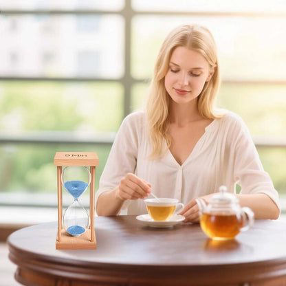 60 Minute Sand Timer, 60 Min Wood Small Hourglass Timer, Blue Sand Clock, One Hour Wooden Hour Glass for Classroom, Sandglass, Reloj De Arena Decorativo, Home, Office, Game, Gift