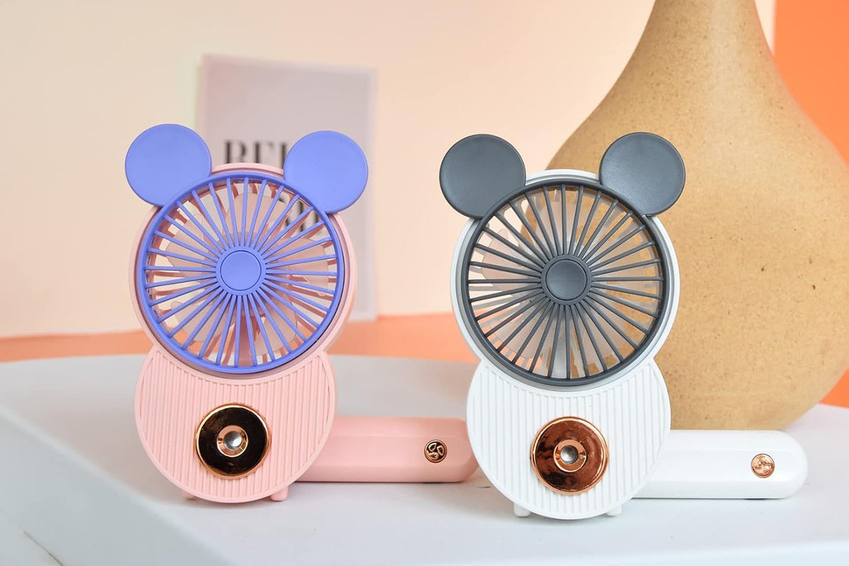 LACOVIA Cute Mouse Misting Personal Fan, Foldable Mini USB Fan(Red)