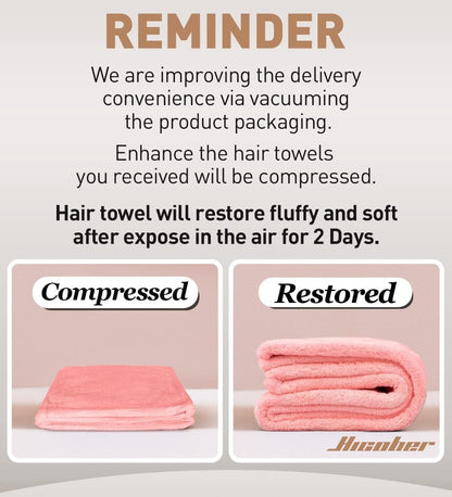 Hicober Microfiber Hair Towel Wrap, Fast Drying Hair Towels for Women, Soft Lightweight Quick Dry Turban for Curly & Long Hair–3 Pack(Blue/Grey/Pink)