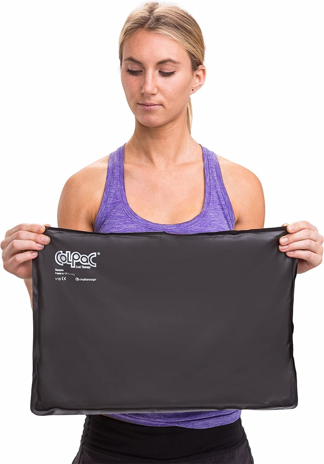 Chattanooga ColPac - Reusable Gel Ice Pack - Black Polyurethane - Standard - 10 in x 13.5 in - Cold Therapy - Knee, Arm, Elbow, Shoulder, Back - Aches, Swelling, Bruises, Sprains, Inflammation