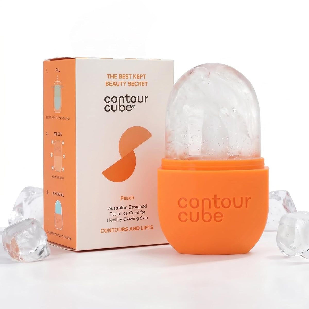 Contour Cube Original - Ice Roller for Sculpting & De-Puffing - Face Ice Roller & Massager with BPA-Free Silicone - Ice Mold for Face - Skin Care Tools for Daily Skincare (180ml) - Marble