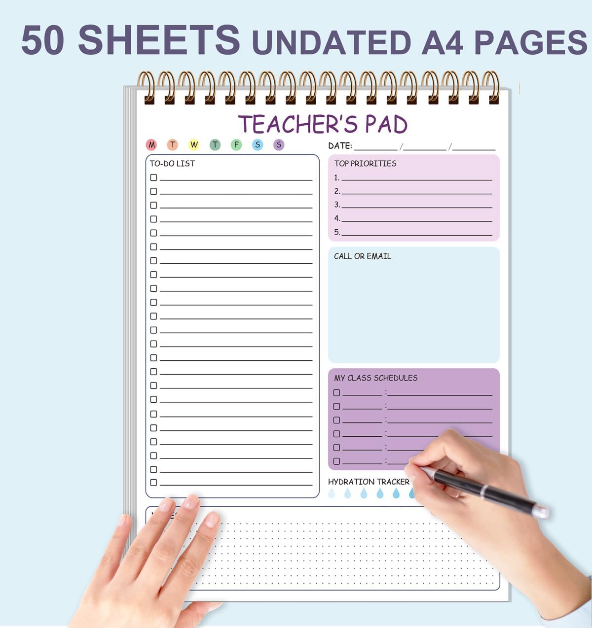 Teacher Notepad - A4 Teacher To Do List Notepad, Spiral Checklist Notebook Organizer for Teachers Notes Task Appointment, Teacher Appreciation Gifts, 8'' x 11'', Green
