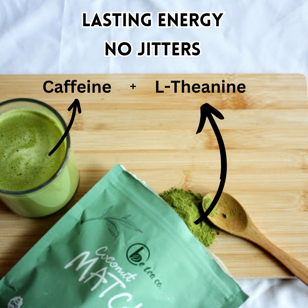 Be Tea Co. Coconut Matcha Latte | Organic Dairy-Free Latte Mix | Japanese Ceremonial Grade | Antioxidant-Rich | Vegan Drink | No Added Sugars | 24 Servings
