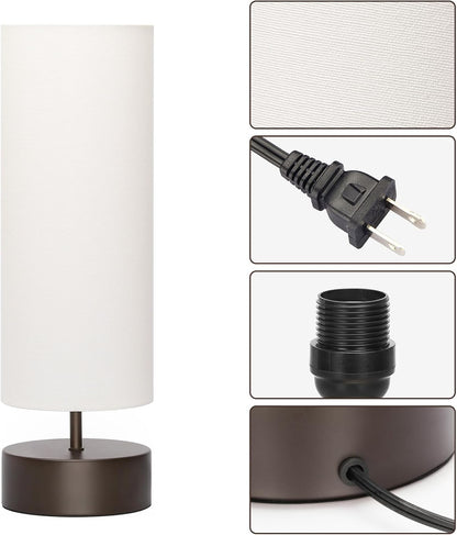 Touch Table Lamp, 3-Way Dimmable Modern Minimalist Accent Bedside Lamp with Cylinder Fabric Shade, Night Light Nightstand Desk Lamp for Bedroom Living Room Kitchen, 9W LED Bulb Included