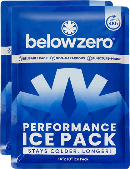 Below Zero Prefilled Reusable Ice Packs for Coolers | Long Lasting Freezer Ice Blocks for Camping, Lunch Bags & More | 48 Hour Cooler Ice Pack Technology