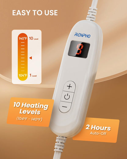 RENPHO Electric Heating Pad for Back with 10 Heat Levels