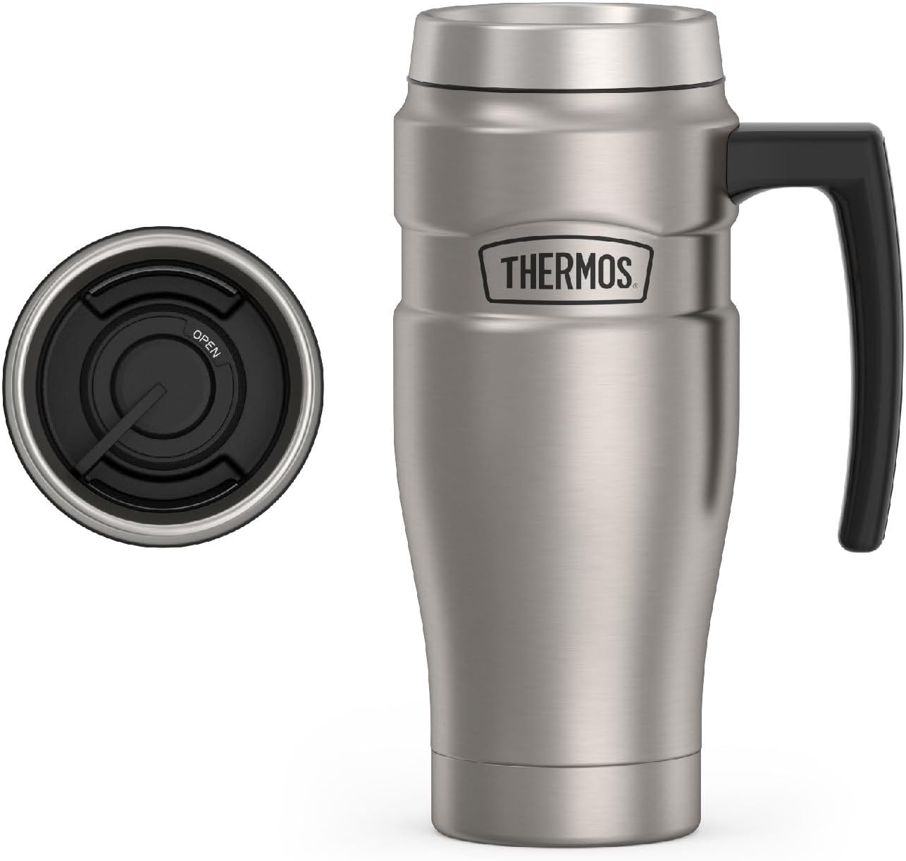 THERMOS Stainless King Vacuum-Insulated Travel Tumbler, 16 Ounce, Matte Steel