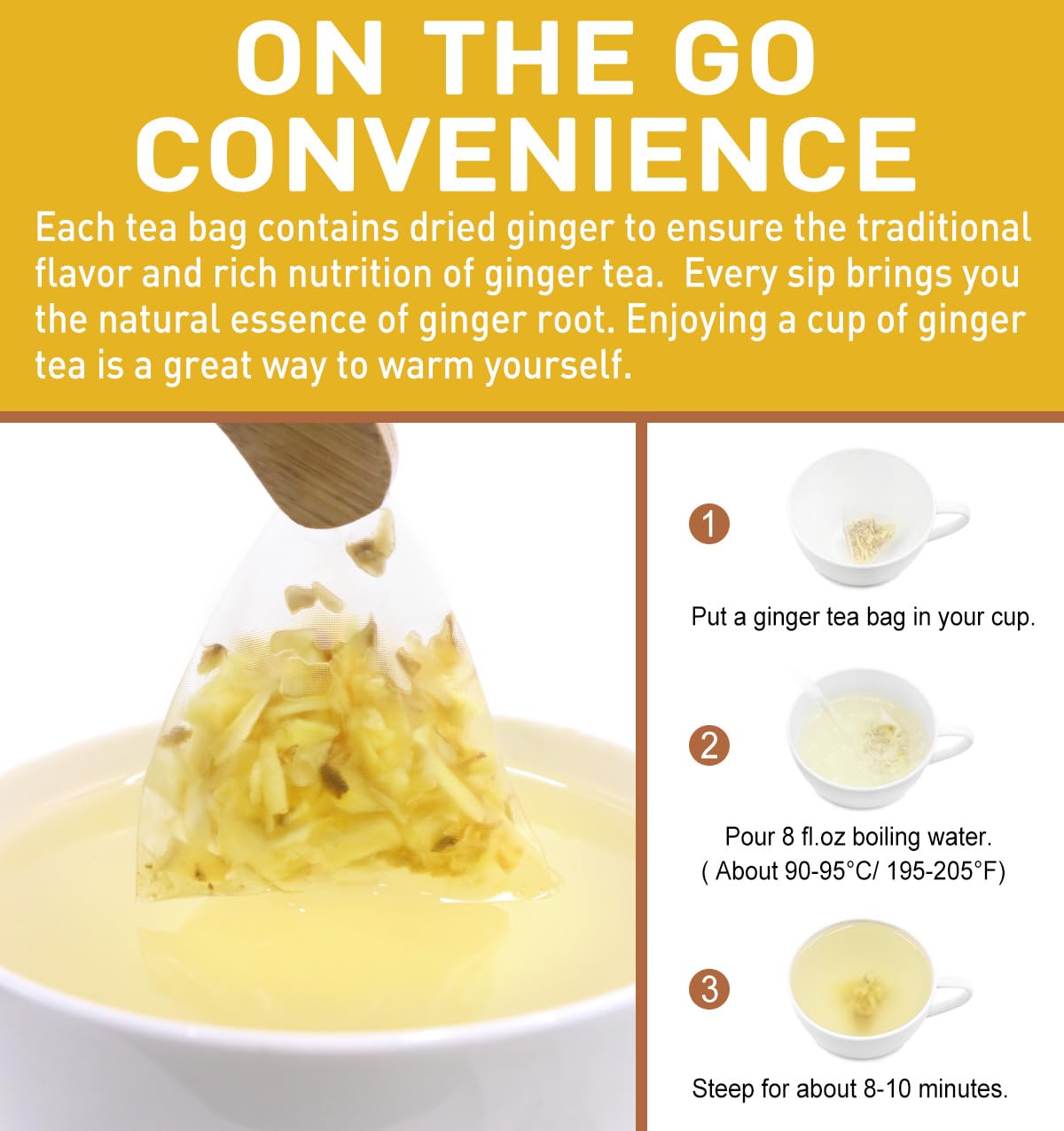 Olvvla - Ginger Tea Bags - 2g X 56 Count - Pure Natural Ginger Root