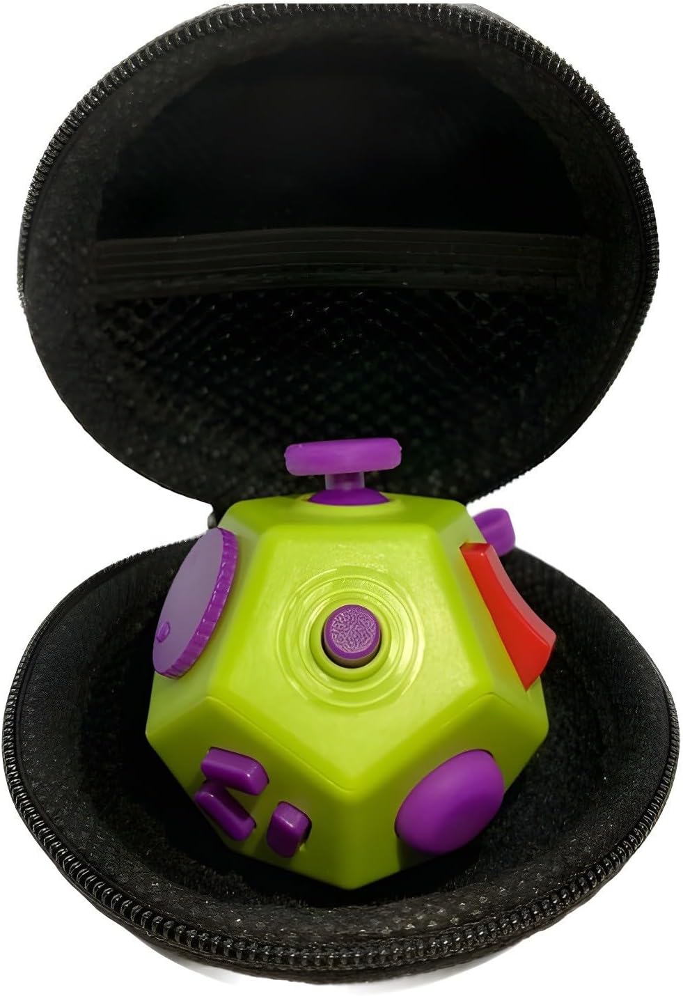 Small Fidget Toys Cube, Small Fidget Toy - 12 Sides Decompression Cube Anti Anxiety and Relief Stress Improve Focus Creative Unique Fidget Toy for Kids and Adults, with Carry Case(Black E1)