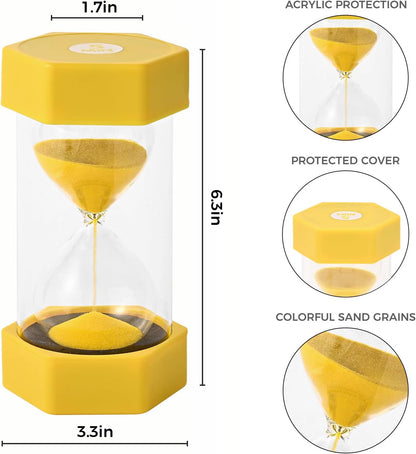 Sand Timer for Kids Set of 3 Small Colorful Hourglass Acrylic Covered Clock 1Min 2Min 5Min for Classroom, Home & Kids Room