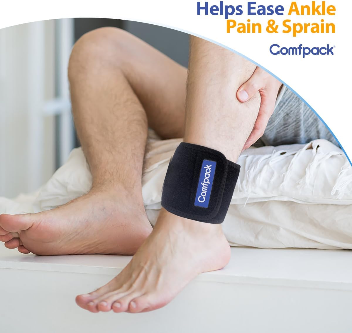 Comfpack Cold Therapy Wrap with 2 Packs for Pain Relief, Reusable Gel Ice Packs for Foot Plantar, Wrist, Ankle, Great for Sprains, Muscle Pain, Bruises, Injuries