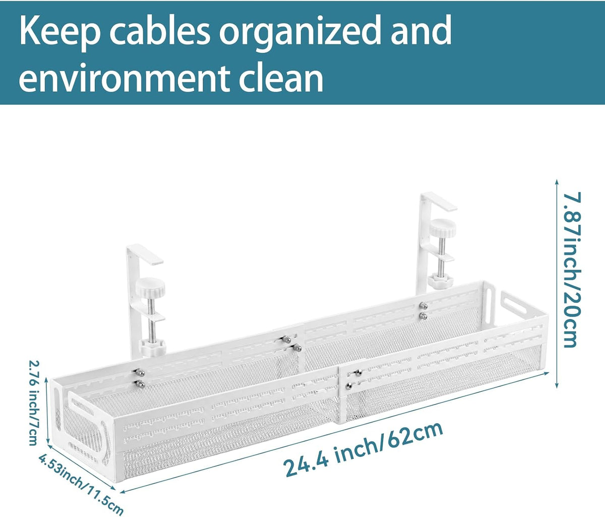 Under Desk Cable Management Tray, No Drill Mesh Cable Tray Cord Organizer