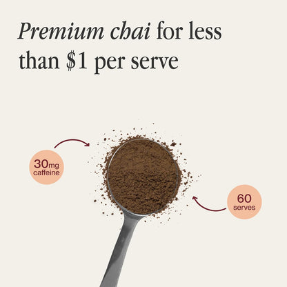 Morning Made Original Chai Latte Powder - USDA Organic Chai Tea Latte with Black Tea, Cinnamon, Ginger, Clove, Black Pepper & Cardamom - Low Caffeine, Vegan, Dairy-Free, Gluten-Free (10.6 oz, 60 Servings, 1 Pack)