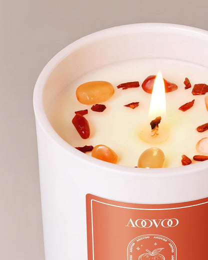 AOOVOO Lavender Scented Candles for Women - Aromatherapy Candle with Crystals Inside, 10oz Soy Candles for Home Scented, Birthday Gifts Mothers Day Candle for Women Mom